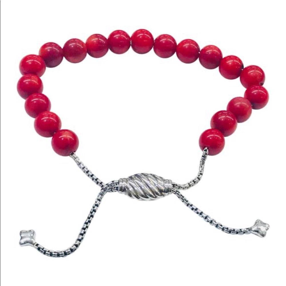 David Yurman red coral spiritual beaded bracelet